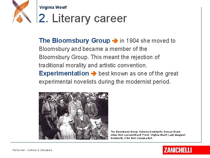 Jonathan Swift Virginia Woolf 2. Literary career The Bloomsbury Group in 1904 she moved