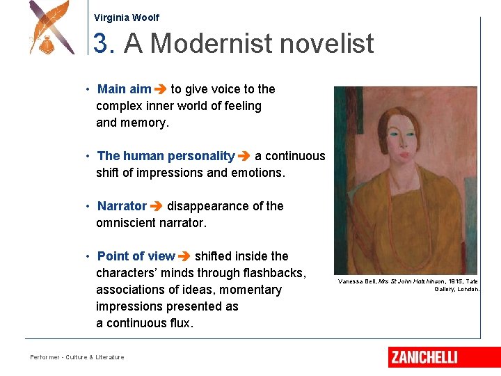 Jonathan Swift Virginia Woolf 3. A Modernist novelist • Main aim to give voice