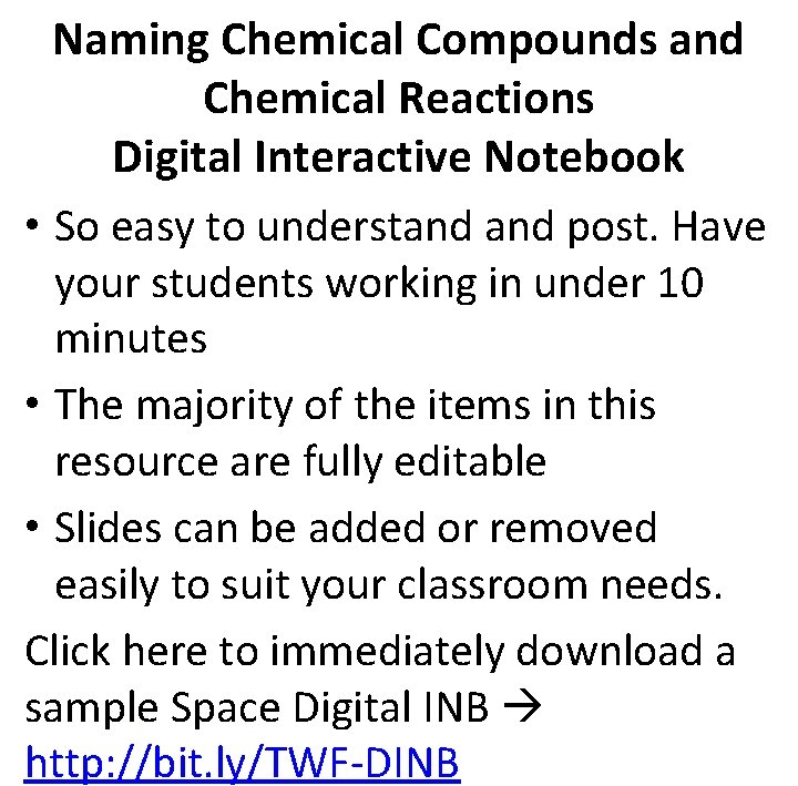 Naming Chemical Compounds and Chemical Reactions Digital Interactive Notebook • So easy to understand Naming Chemical Compounds and Chemical Reactions Digital Interactive Notebook • So easy to understand