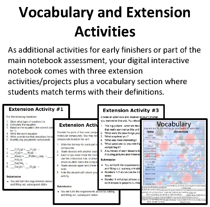 Vocabulary and Extension Activities As additional activities for early finishers or part of the Vocabulary and Extension Activities As additional activities for early finishers or part of the