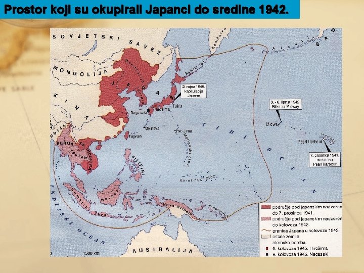 Prostor koji su okupirali Japanci do sredine 1942. 