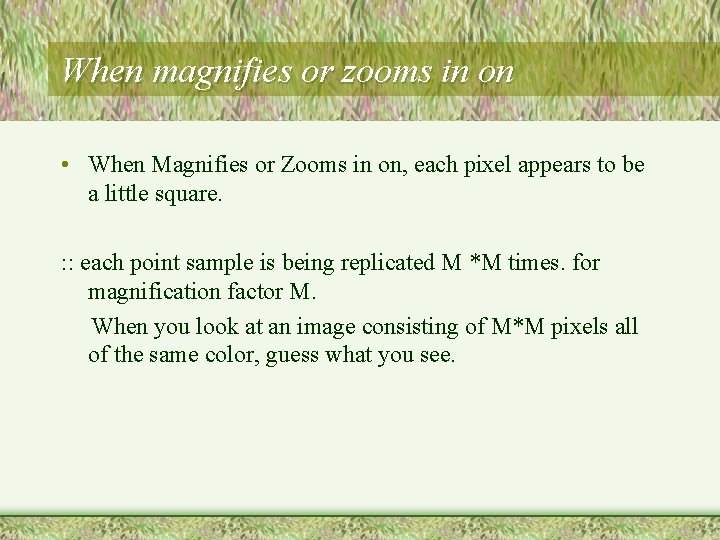 When magnifies or zooms in on • When Magnifies or Zooms in on, each When magnifies or zooms in on • When Magnifies or Zooms in on, each