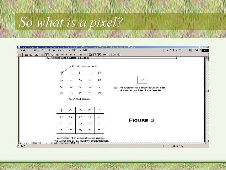 So what is a pixel? So what is a pixel?