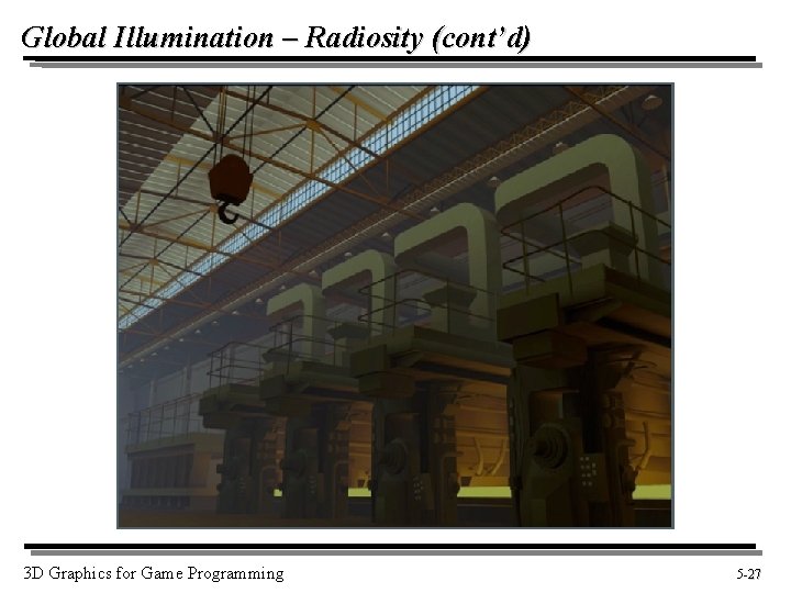 Global Illumination – Radiosity (cont’d) 3 D Graphics for Game Programming 5 -27 27