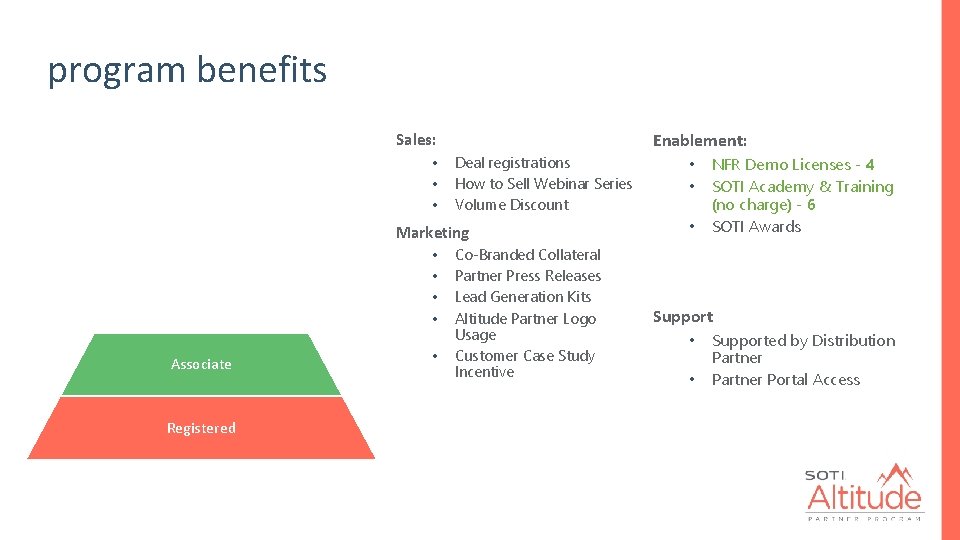 program benefits Sales: • • • Enablement: Deal registrations How to Sell Webinar Series