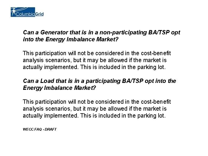 Can a Generator that is in a non-participating BA/TSP opt into the Energy Imbalance