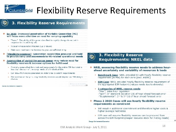 Flexibility Reserve Requirements EIM Analysis Work Group - July 5, 2011 18 