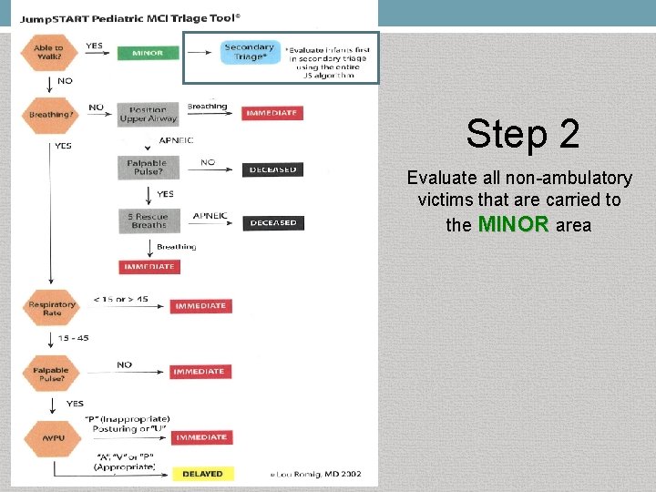 Step 2 Evaluate all non-ambulatory victims that are carried to the MINOR area 