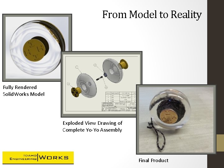 From Model to Reality Fully Rendered Solid. Works Model Exploded View Drawing of Complete