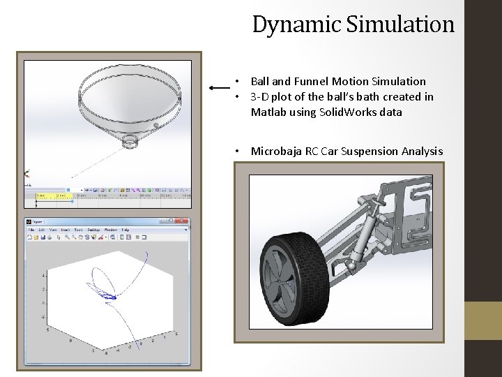 Dynamic Simulation • Ball and Funnel Motion Simulation • 3 -D plot of the