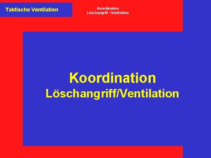 Taktische Ventilation Koordination Löschangriff / Ventilation Koordination Löschangriff/Ventilation 