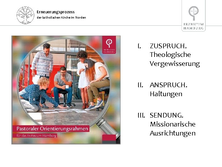 Erneuerungsprozess der katholischen Kirche im Norden I. ZUSPRUCH. Theologische Vergewisserung II. ANSPRUCH. Haltungen III.