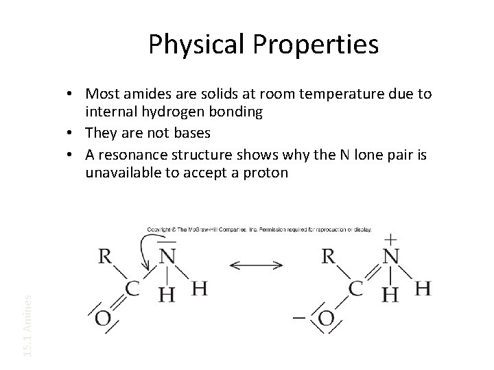 Physical Properties 15. 1 Amines • Most amides are solids at room temperature due