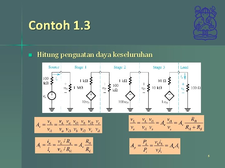 Contoh 1. 3 n Hitung penguatan daya keseluruhan 5 