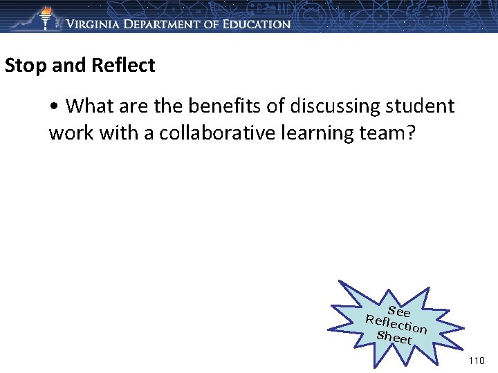 Stop and Reflect • What are the benefits of discussing student work with a