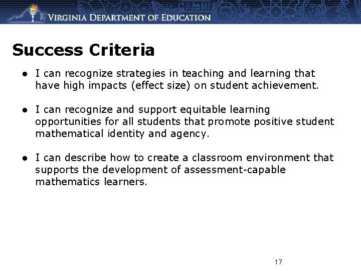 Success Criteria ● I can recognize strategies in teaching and learning that have high