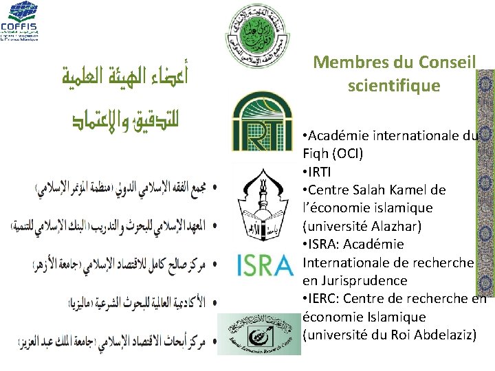 Membres du Conseil scientifique • Académie internationale du Fiqh (OCI) • IRTI • Centre