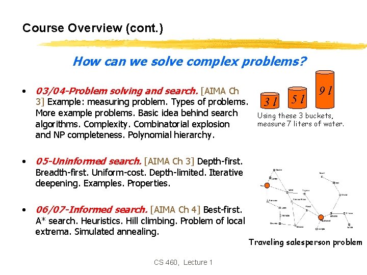 Course Overview (cont. ) How can we solve complex problems? • 03/04 -Problem solving Course Overview (cont. ) How can we solve complex problems? • 03/04 -Problem solving