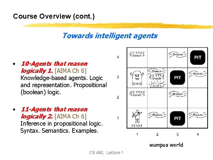 Course Overview (cont. ) Towards intelligent agents • 10 -Agents that reason logically 1. Course Overview (cont. ) Towards intelligent agents • 10 -Agents that reason logically 1.