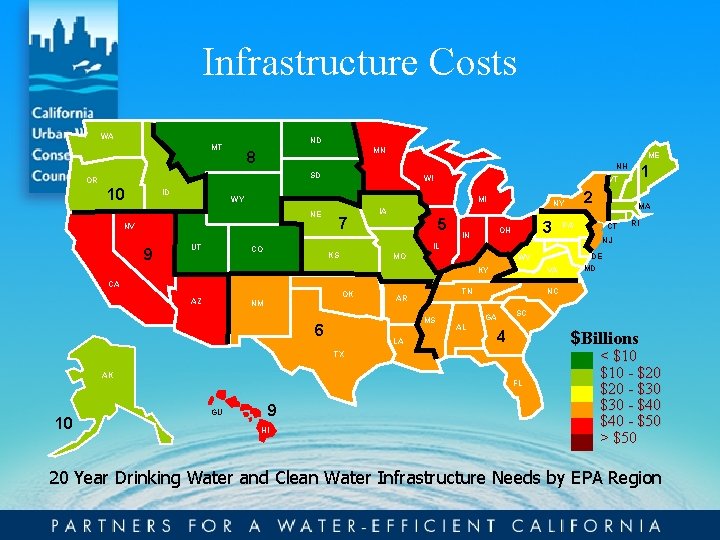 Infrastructure Costs WA ND MT MN 8 ME NH SD OR 10 ID MI