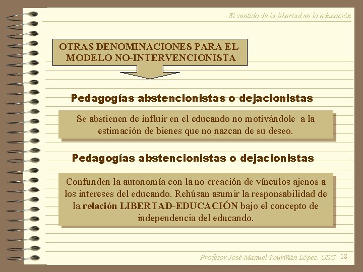 El sentido de la libertad en la educación OTRAS DENOMINACIONES PARA EL MODELO NO-INTERVENCIONISTA