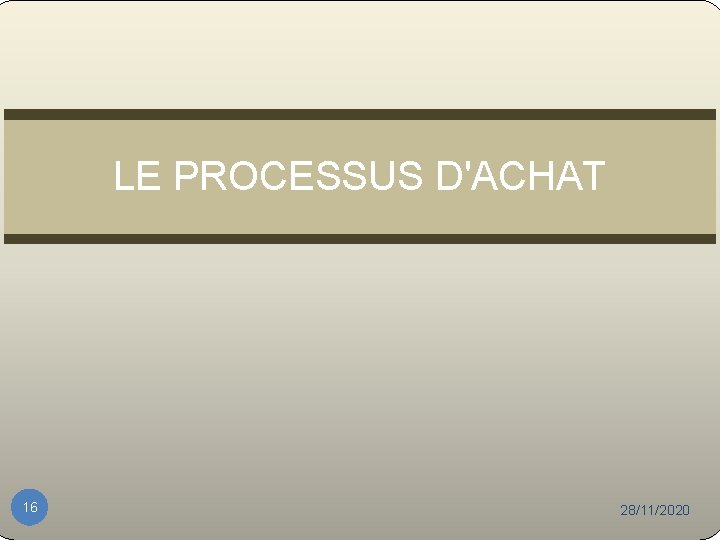 LE PROCESSUS D'ACHAT 16 28/11/2020 