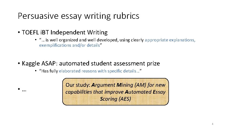 Persuasive essay writing rubrics • TOEFL i. BT Independent Writing • “… is well