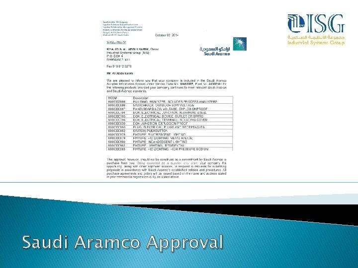 Saudi Aramco Approval 