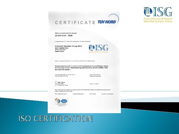 ISO CERTIFICATION 