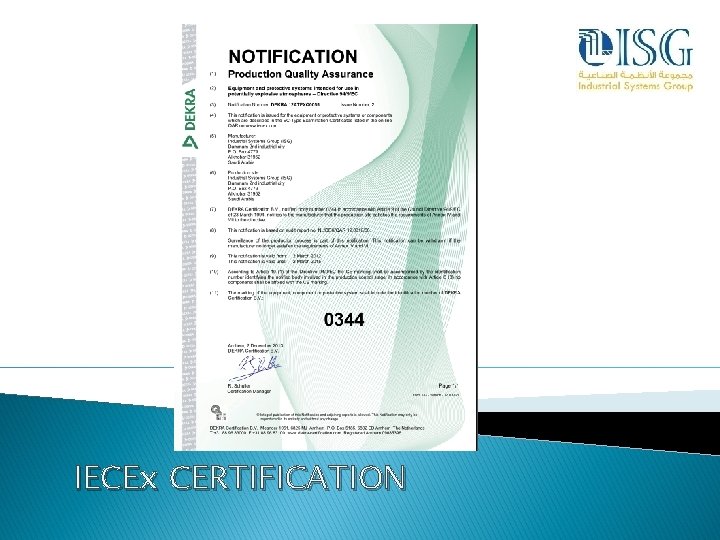 IECEx CERTIFICATION 