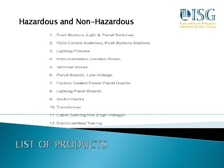 Hazardous and Non-Hazardous LIST OF PRODUCTS 