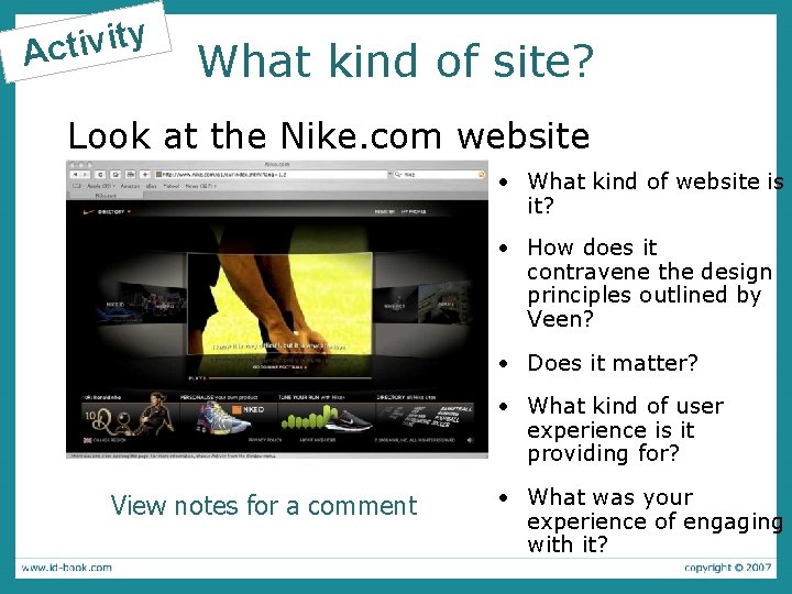 ty i v i t c A What kind of site? Look at the