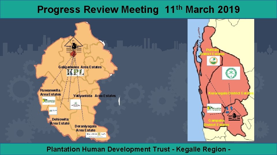 Progress Review Meeting 11 th March 2019 Puttlam District Estates Galigamuwa Area Estates Ruwanwella