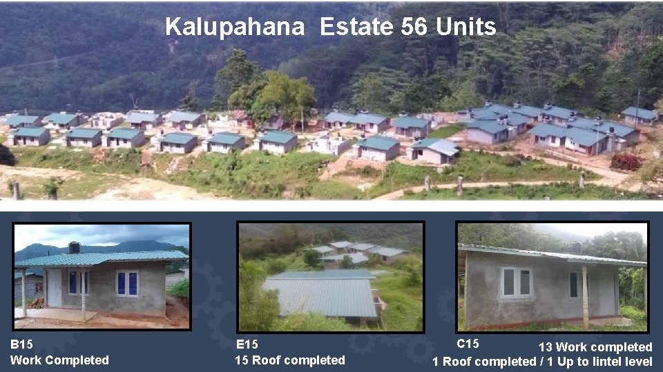 Kalupahana Estate 56 Units B 15 Work Completed E 15 15 Roof completed C