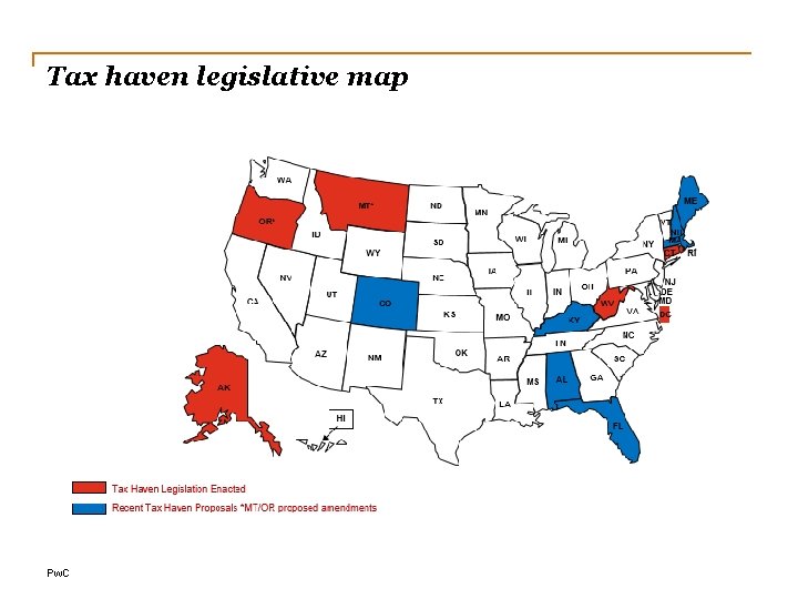 Tax haven legislative map Pw. C 