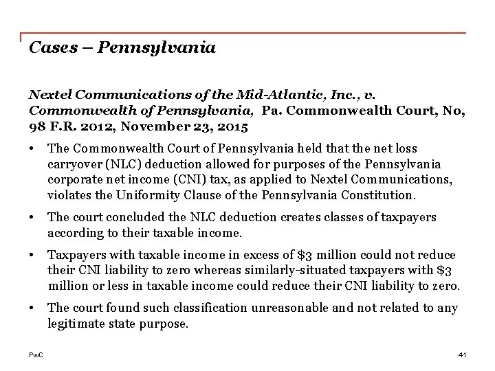 Cases – Pennsylvania Nextel Communications of the Mid-Atlantic, Inc. , v. Commonwealth of Pennsylvania,