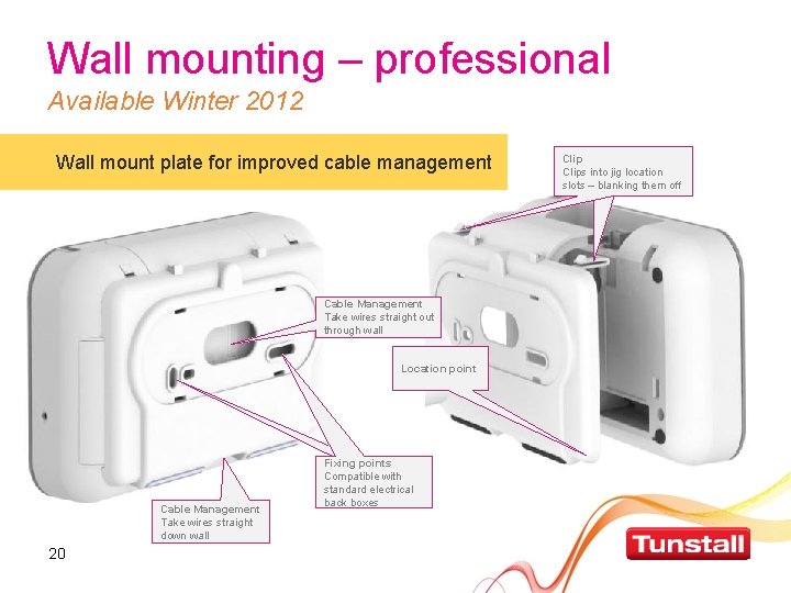 Wall mounting – professional Available Winter 2012 Wall mount plate for improved cable management