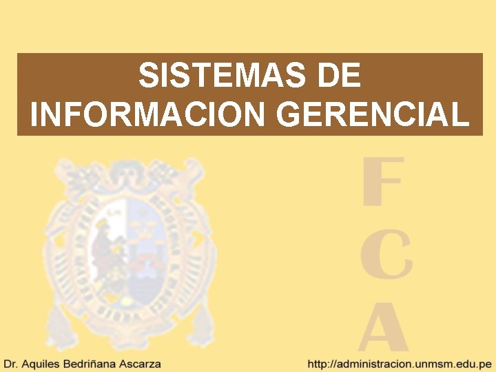 SISTEMAS DE INFORMACION GERENCIAL 