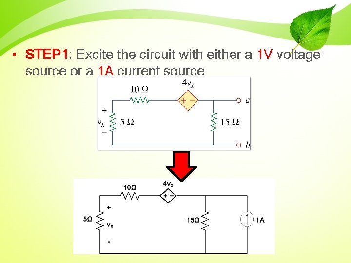  • STEP 1: Excite the circuit with either a 1 V voltage source