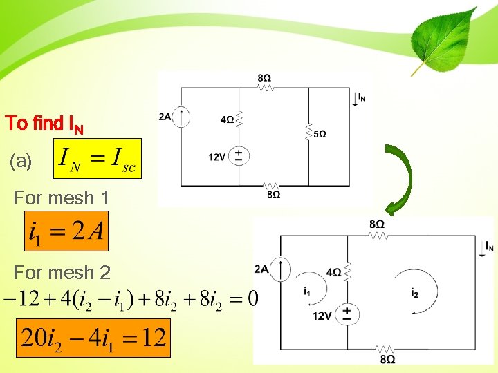 To find IN (a) For mesh 1 For mesh 2 