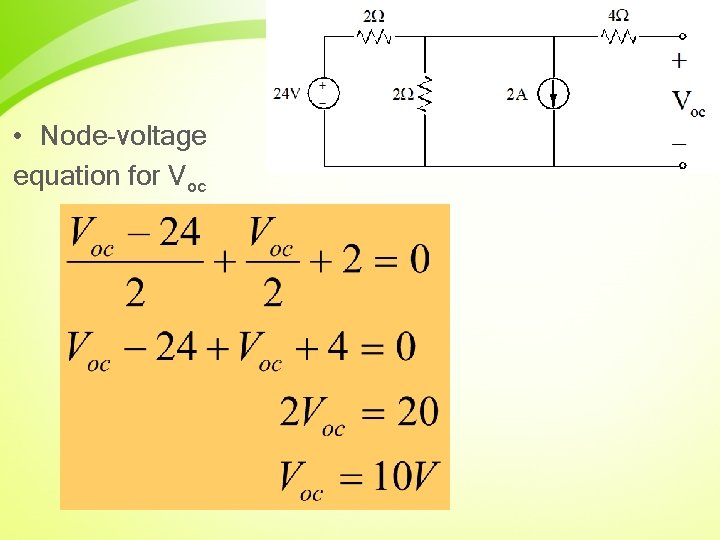  • Node-voltage equation for Voc 