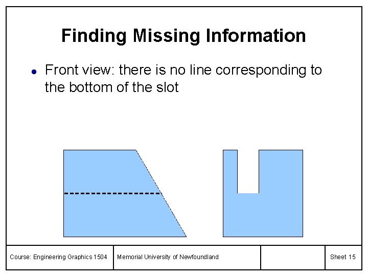 Finding Missing Information l Front view: there is no line corresponding to the bottom