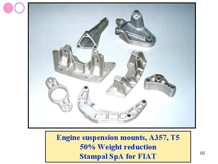 Engine suspension mounts, A 357, T 5 50% Weight reduction Stampal Sp. A for