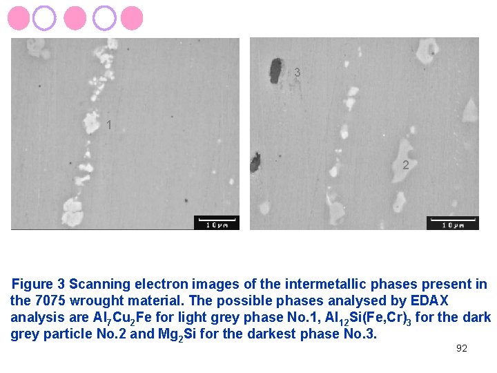 3 1 2 Figure 3 Scanning electron images of the intermetallic phases present in