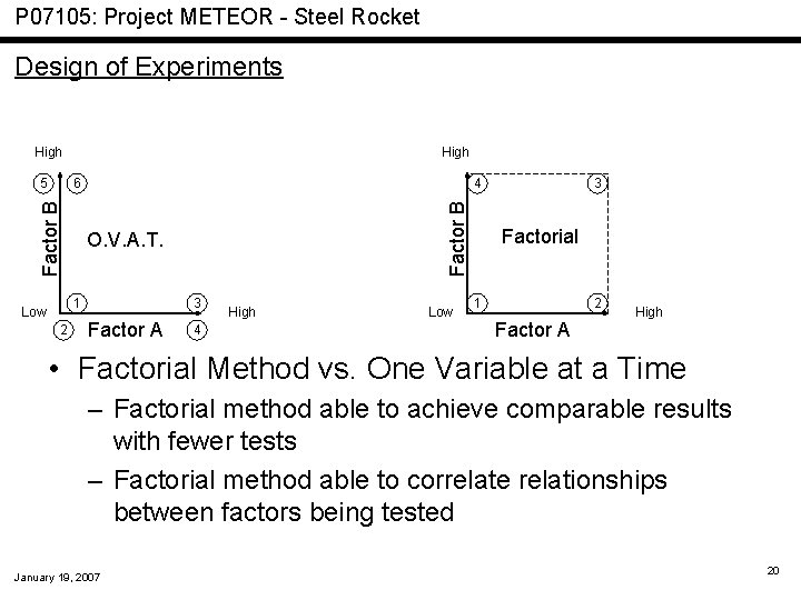 P 07105: Project METEOR - Steel Rocket Design of Experiments High 4 O. V.