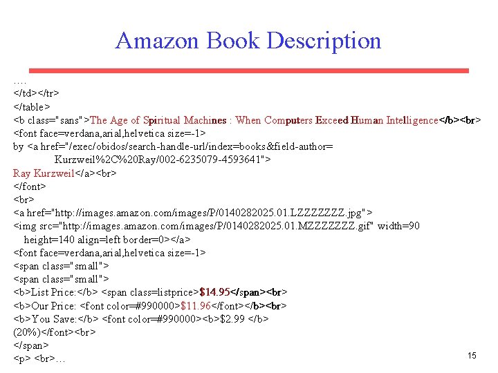 Amazon Book Description …. </td></tr> </table> <b class="sans">The Age of Spiritual Machines : When