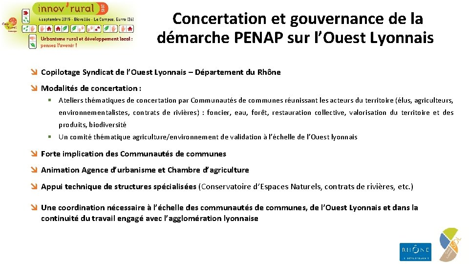 Concertation et gouvernance de la démarche PENAP sur l’Ouest Lyonnais î Copilotage Syndicat de