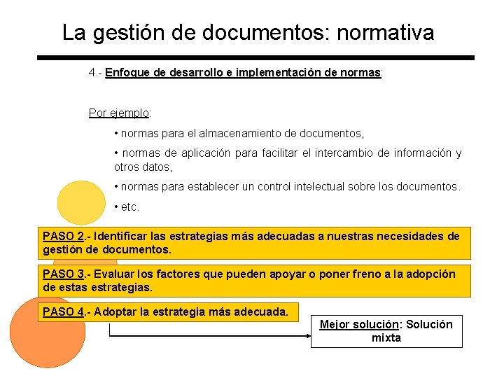 La gestión de documentos: normativa 4. - Enfoque de desarrollo e implementación de normas: