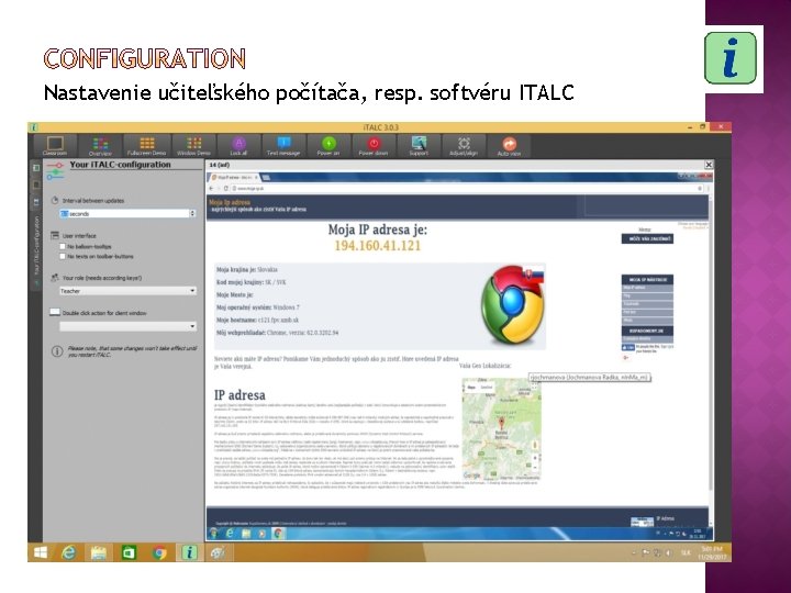 Nastavenie učiteľského počítača, resp. softvéru ITALC 