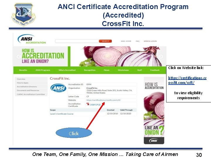 ANCI Certificate Accreditation Program (Accredited) Cross. Fit Inc. Click on Website link: https: //certifications. ANCI Certificate Accreditation Program (Accredited) Cross. Fit Inc. Click on Website link: https: //certifications.
